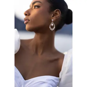 Rose Gold MIRABEL Simulated Diamond and Pearl Drop Earrings