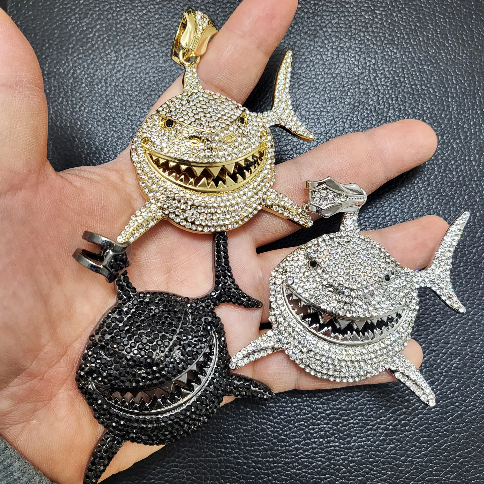 MaxBling81 70x60mm Large Animal Charm Pendant - Cubic Zirconia Designs, Rhinestone Bling, Pendant with Zirconia, Unisex Street Hip Hop Rapper Costume Jewelry, Gold-Silver-Black Options