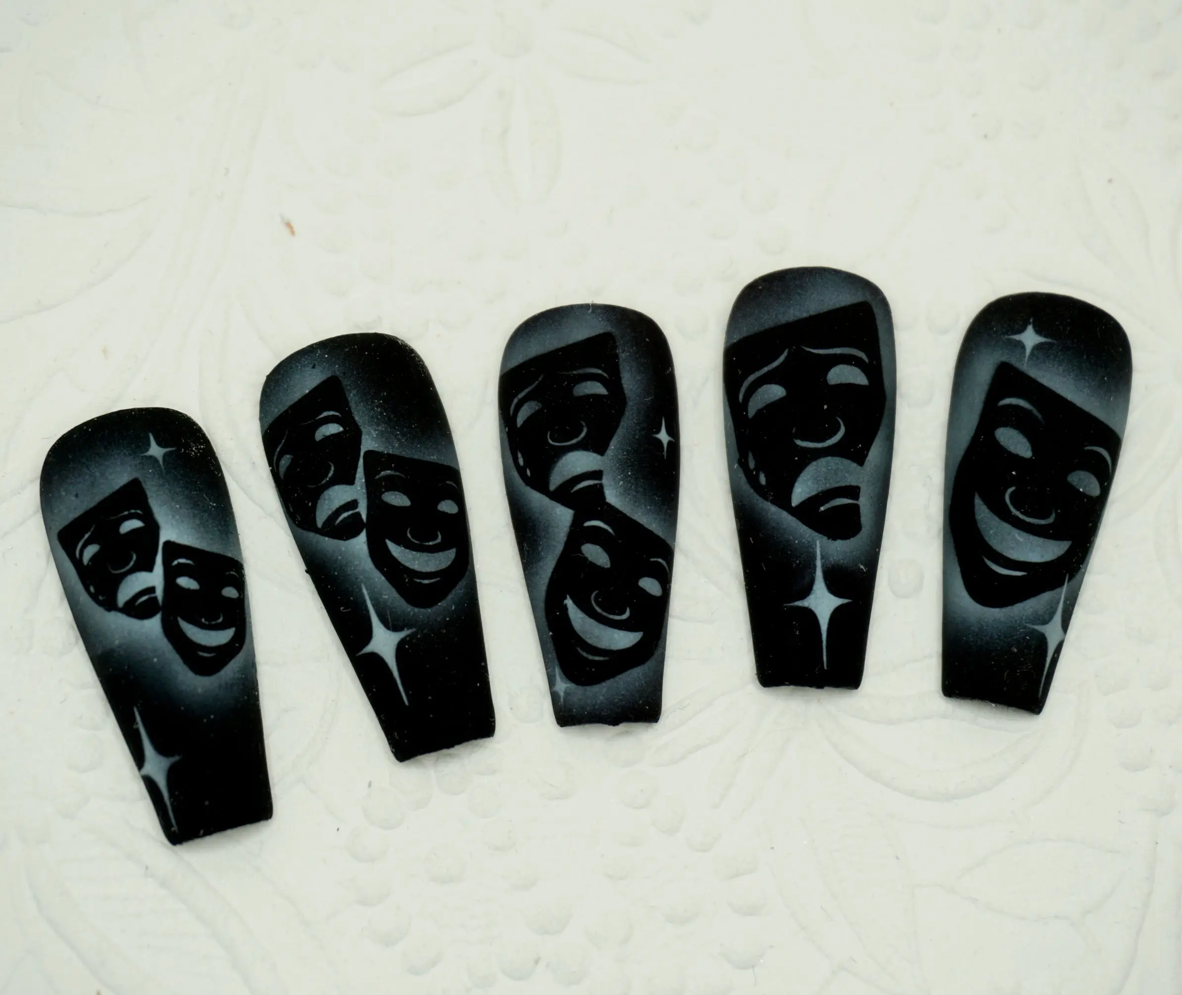 Smile Now, Cry Later Masks Stencil - Airbrush Nail Stencil
