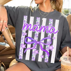 Stripes Mama T-shirt, Coquette Bow Mama Shirt, Preppy Mama Shirt Png, Floral Striped Mama Png, Motherhood Sublimation Png, Spring Mama