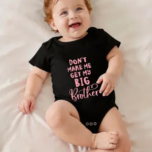 Don't Make Me Get My Big Brother Print Bodysuit Baby Rompers Short Sleeve Cotton Toddler Rompers Graphic Print Baby Clothes One-Piece Outfit