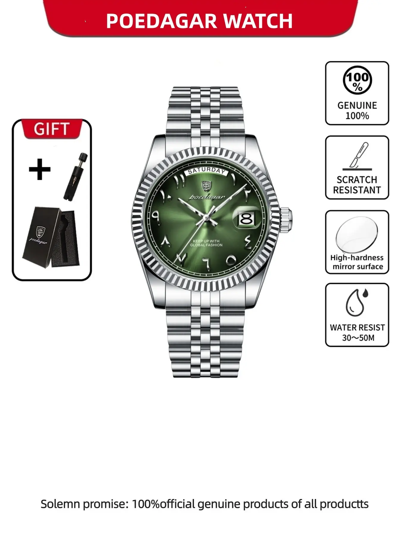 POEDAGAR casual fashion steel strip analog quartz watch simple and handsome men's watch, date display quartz watch accurate timekeeping quartz movement water resistant and durable men's watch Analog Watches