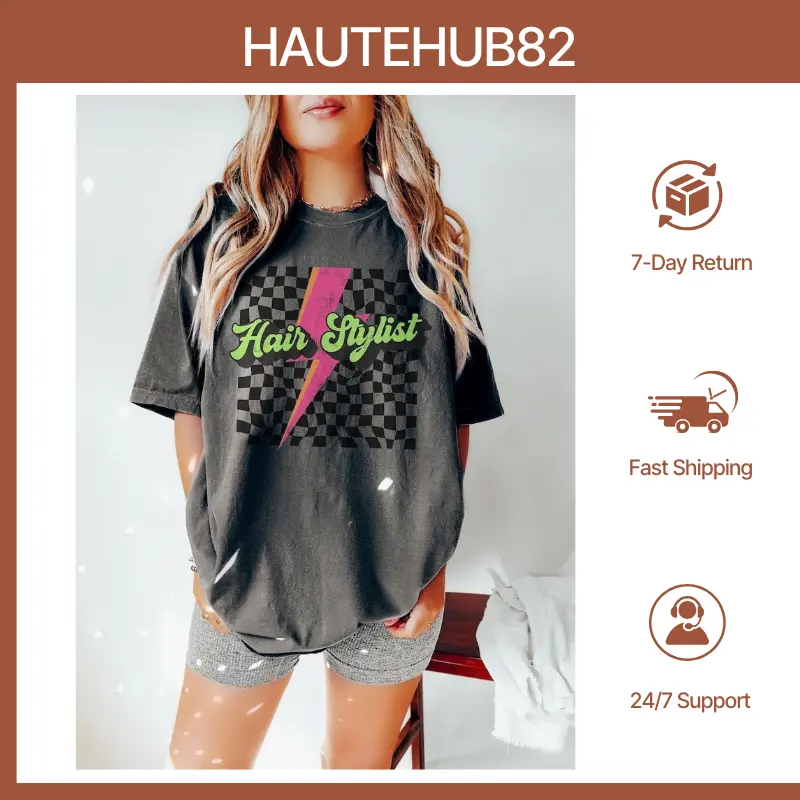 Retro Hair Stylist Shirt Gift for Cosmetologist Color Specialist Graduation Gifts Hairapist Tshirt Stylist Tee Checker Hair Dresser T-shirt