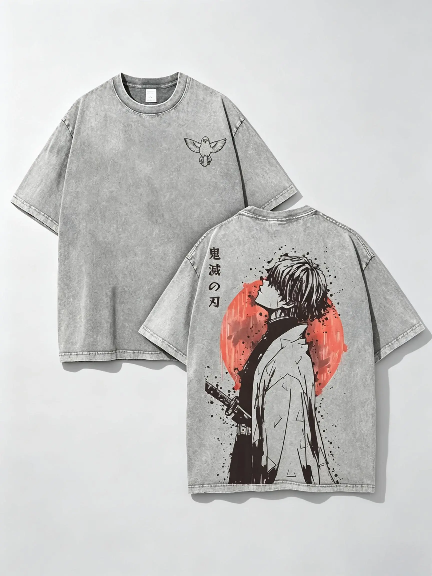 Retro Vintage Limited Zenitsu Agatsuma Demon Slayer Anime Double Printed  Tee Unisex Oversize Anime Manga  Lightweight Cotton T-Shirt Gift For Anime Fan Casual Style slim-fitting top streetwear f graphic day funny meme