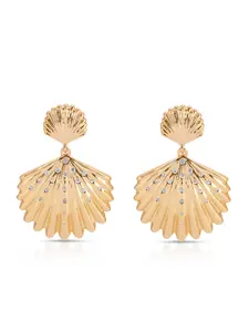Sun-drenched Shell Earrings – 18K Gold Plated Statement Earrings with Cubic Zirconia | Beach-Inspired Dangle Earrings for Women