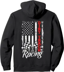American Flag Dirt Track Racing Car Bike Driver Racer Gift Pullover Hoodie
