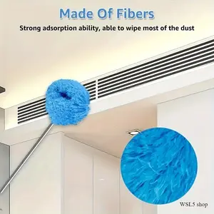 Ceiling Fan Duster with Extension Pole, Washable Microfiber Dust Cleaner for Ceiling Fans Blinds & High Corners, Easy Household Cleaning Tool for Home Deep Cleaning Supplies
