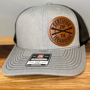 Certified zip tie technician leather patch hat