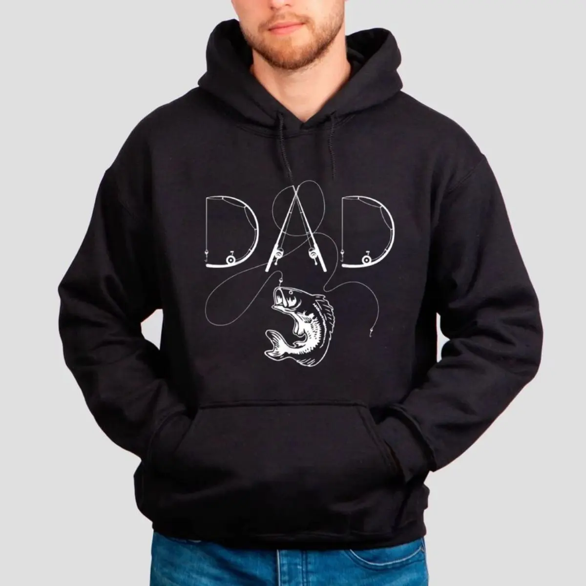 Dad Fishing Rod Graphic Hoodie, Minimalist Angler Line Sweatshirt, Funny Fishing Dad Gift, Outdoors Fishing Shirt, Fisherman, Unisex Sweater Pullover Tee