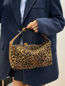 Women's Classic Leopard Print Handbag, Large Capacity Fashion Shoulder Bag, Essential Makeup Pouch for Girls, Office Work Travel Gift