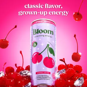 NEW - Bloom Sparkling Energy Drink - Shirley Temple - Natural Caffeine, Zero Sugar, 180mg Caffeine - Antioxidant-Rich with Green Coffee Bean, Green Tea Extract, Prebiotics, 12oz 12 Pack