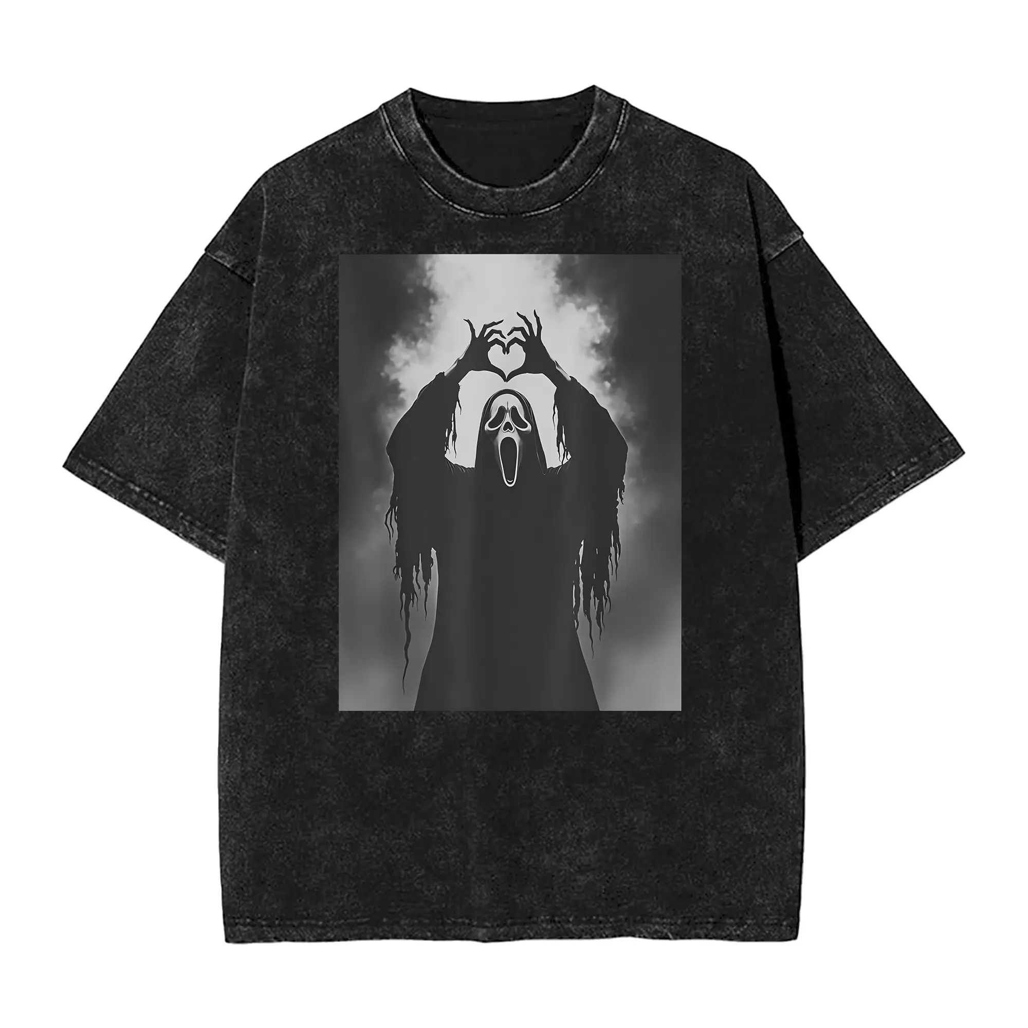 Cute Creepy Horror Make My Heart Scream Acid Wash T-Shirt