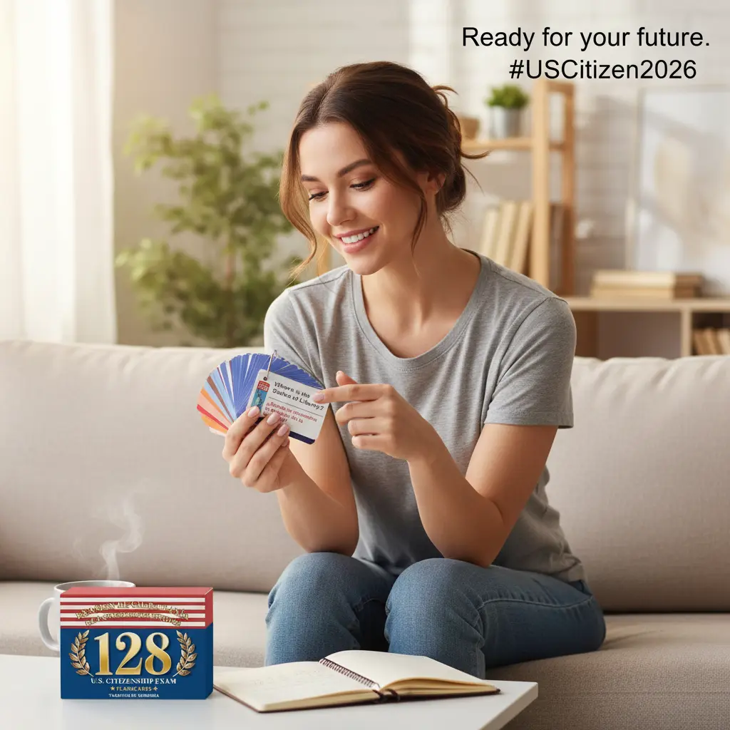 US Citizenship Flash Cards 2026 - Complete 128 USCIS Civics Questions and Answers Study Guide, Bilingual English & Spanish Set with Metal Ring - Tarjetas de Ciudadanía 2026 para Naturalización