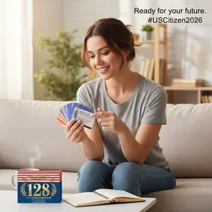 US Citizenship Flash Cards 2026 - Complete 128 USCIS Civics Questions and Answers Study Guide, Bilingual English & Spanish Set with Metal Ring - Tarjetas de Ciudadanía 2026 para Naturalización