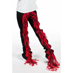 Otto Black/Red Stacked Flare Jean