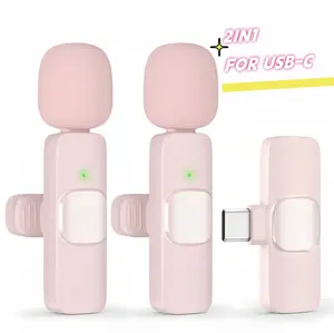Pink Wireless Clip-On Mic Set | 2 Units | Plug & Play | Smart Noise Cancellation | Works with iPhone, iPad, Android | Perfect for Vlogs, Interviews, Podcasts, TikTok