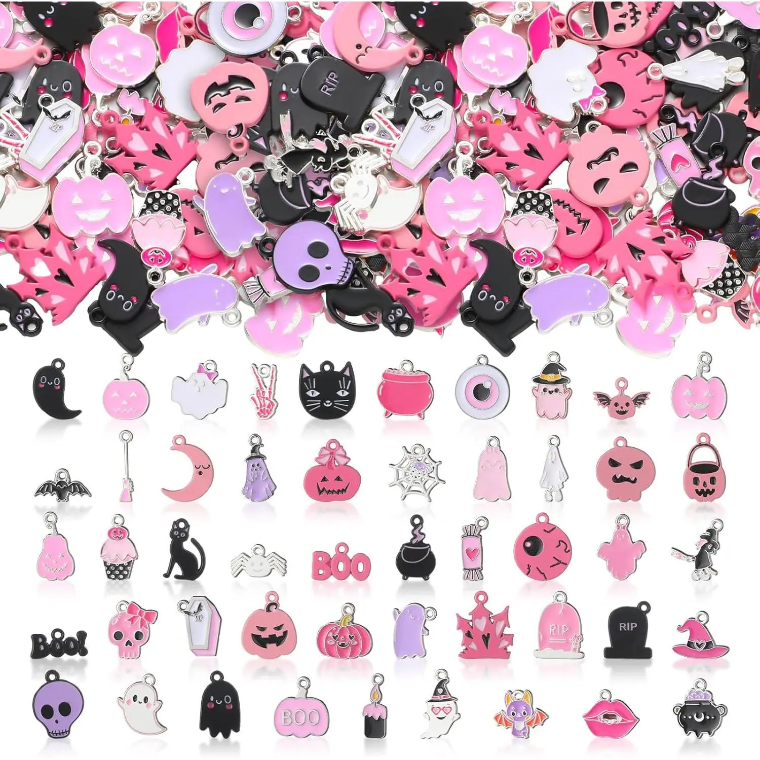 150 count  Halloween Charms Bulk for  Making Halloween Alloy Assorted Pendant Charms for  Making Earring Bracelet Necklace DIY Craft