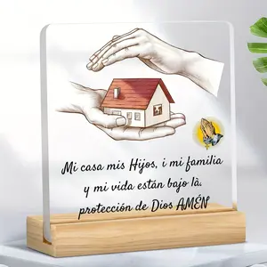 Christian Home Blessing Acrylic Hanging Ornament, Spanish Prayer Decor, God's Hand Guardian Theme, Religious Gift, Housewarming Present, Holiday Gift