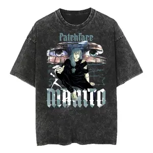 Jujutsu Kaisen Mahito Patchface Washed Anime Graphic Streetwear T-Shirt