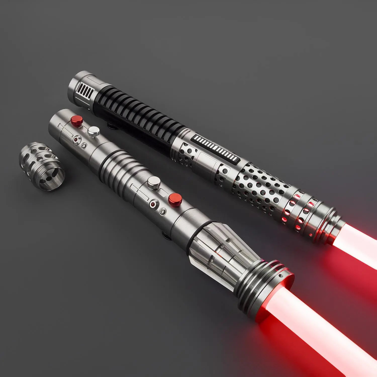 BJSABER Maul-Ventress-Style Double-Bladed Lightsaber - Xenopixel Twin Blade Real Dueling Toy Sword, Full Metal, Bluetooth App, RGB Lighting, Rechargeable Battery, Motion Control, Color Changing, May 4th Sale, Real Lightsabers, Lightsaber Neopixel