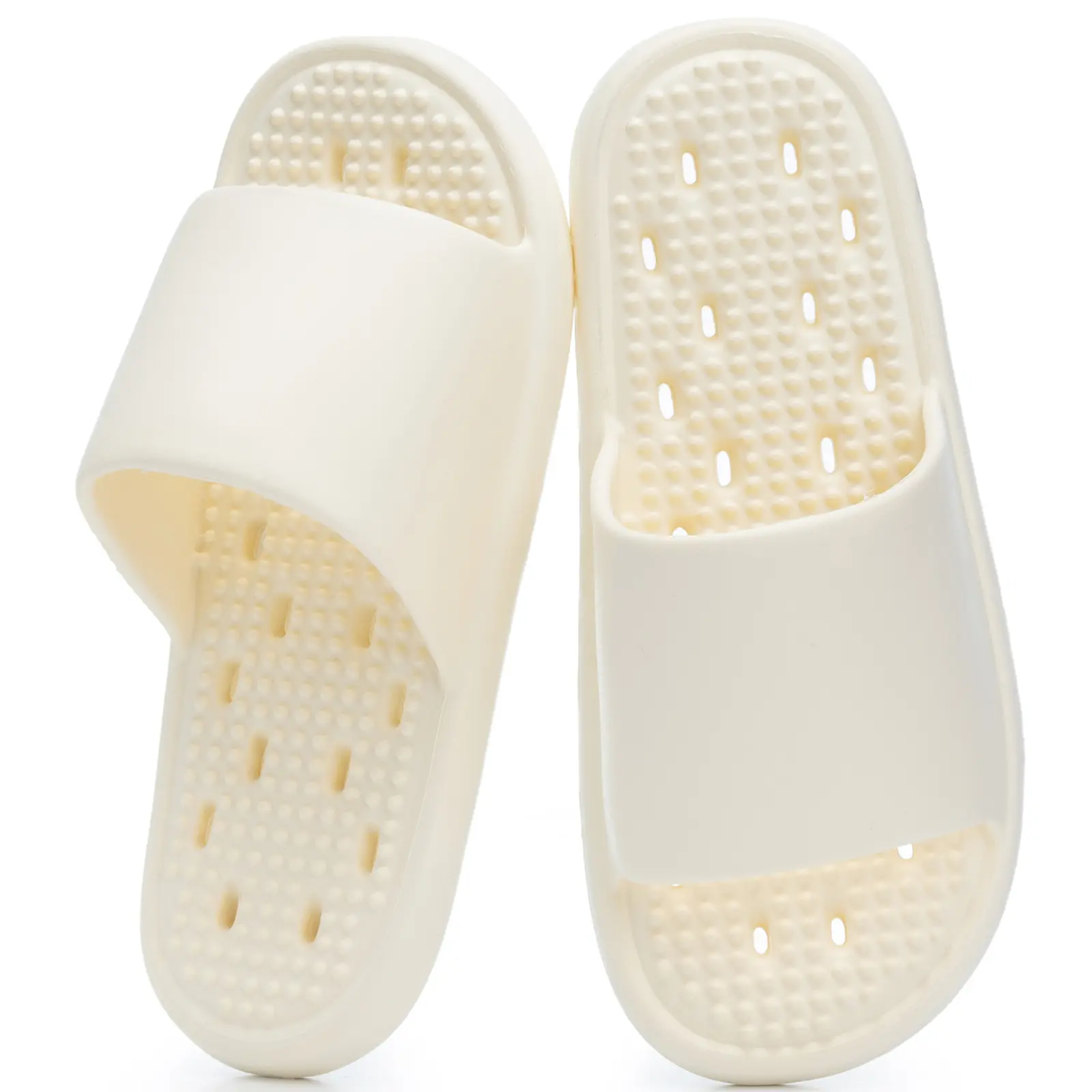 GOEWY Unisex Shower Slides for Women, Quick-Drying Ethylene Vinyl Acetate (EVA) Spa Slippers with Massage Dots and Anti-Slip Sole, Steam Rooms, Bathroom, Drain Holes, Shoe, Footwear, Soft, Slip On, Flipflop, Gym, Bathroom Use, Anti-Skid Women's Home Slipp