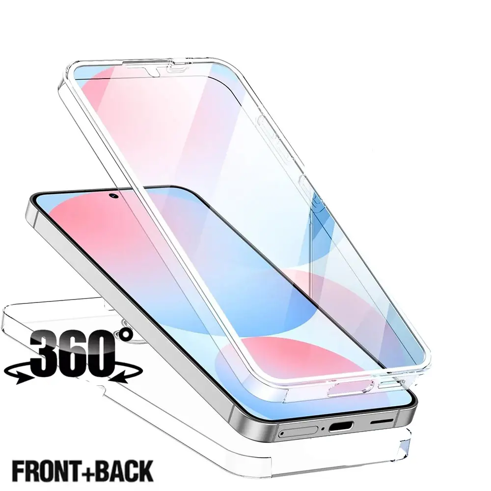360° Full Body Clear Protective Phone Case Cover For Samsung S26 A17 A07 A16 A06 A56 A36 A15 A35 A55 S24 S23 S21 S25 FE S22 Note 20 Ultra 10 Plus A14 A34 A54 A05s 5G Hard PC Silicone Shockproof
