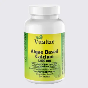 Vitalize Algae-Based Calcium, 90 Tablets - Aquamin, Vitamin D3, Vitamin K2, 72 Trace Minerals - Fitness