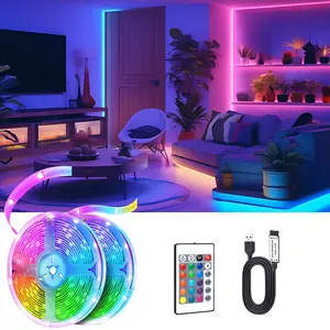 3535 RGB LED Strip Light, USB Powered, 24-Key IR Remote, 16 Color Dimmable, Adjustable Led Light, Flexible LED Lamp for Room Decoration