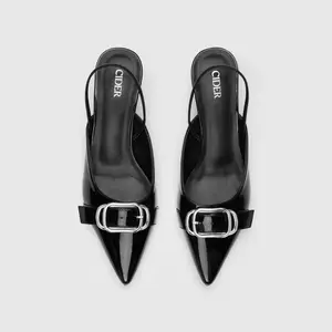 Cider [size 6-11] BUCKLE POINTED TOE SLINGBACK HEELS