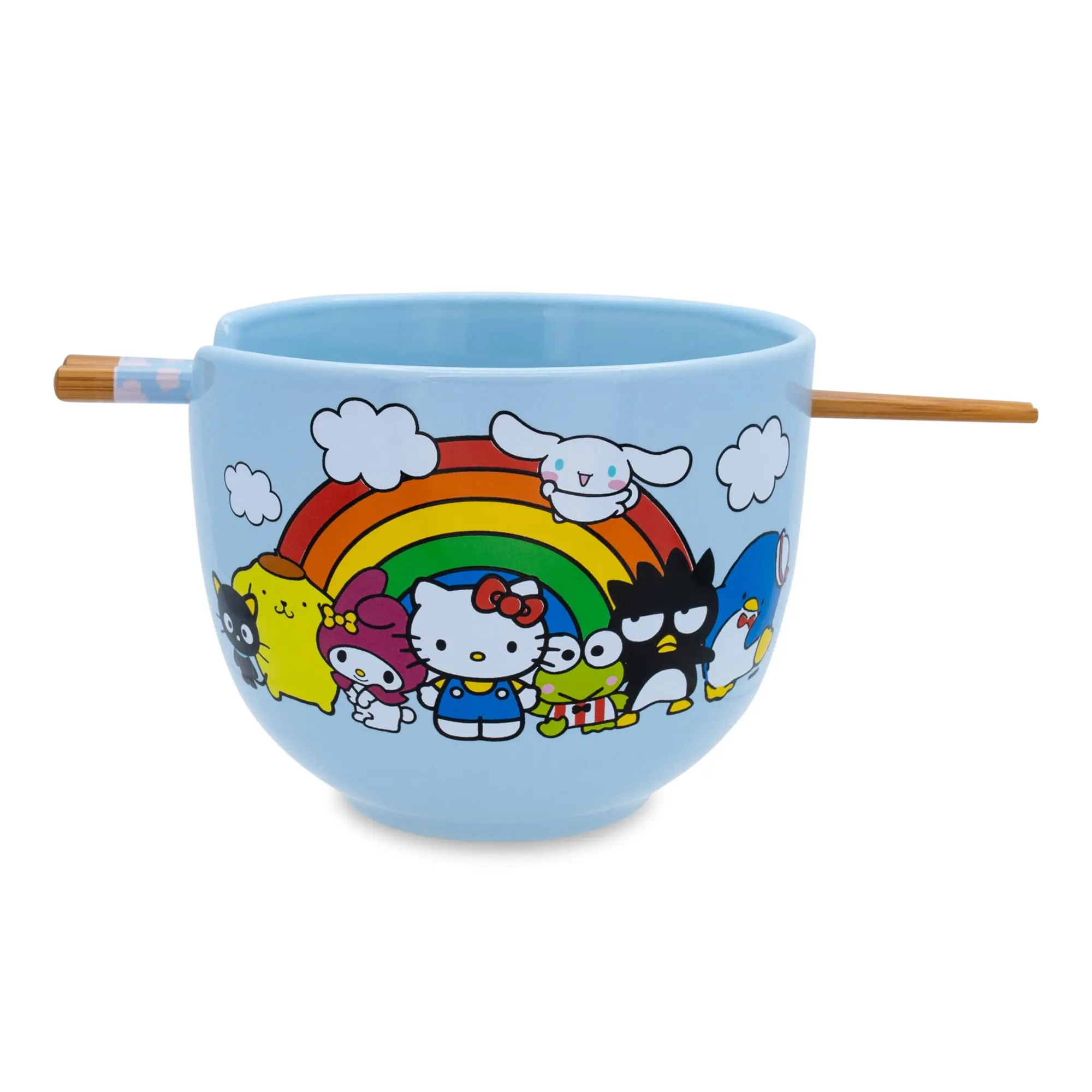 Sanrio Hello Kitty and Friends Rainbow Ceramic Ramen Bowl and Chopstick Set Sanrio Hello Kitty and Friends Rainbow Ceramic Ramen Bowl and Chopstick Set