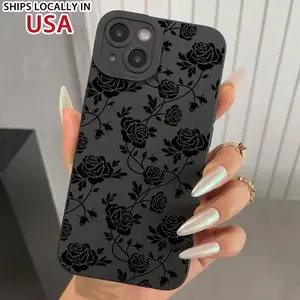 Flower Rose Pattern Phone Case, TPU All-inclusive Anti-fall Phone Protective Cover, Decorative Phone Accessory Compatible with iPhone XR XS Max 11 12 13 14 15 Plus Pro Max