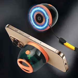 Portable Wireless Music Speaker 3 in 1 Magnetic Phone Holder Desktop Wireless BT Speaker with Lanyard 5100mAh Battery Power with RGB Light for Hiking Cycling Outdoor