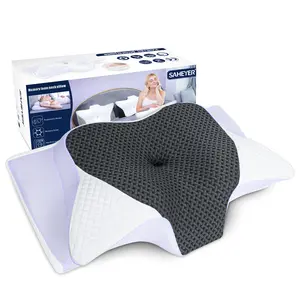 SAHEYER Memory Foam Bed Pillow for Sleeping, Comfy Ergonomic Cervical Contour Neck Support Pillows for Side Back Stomach Sleeper