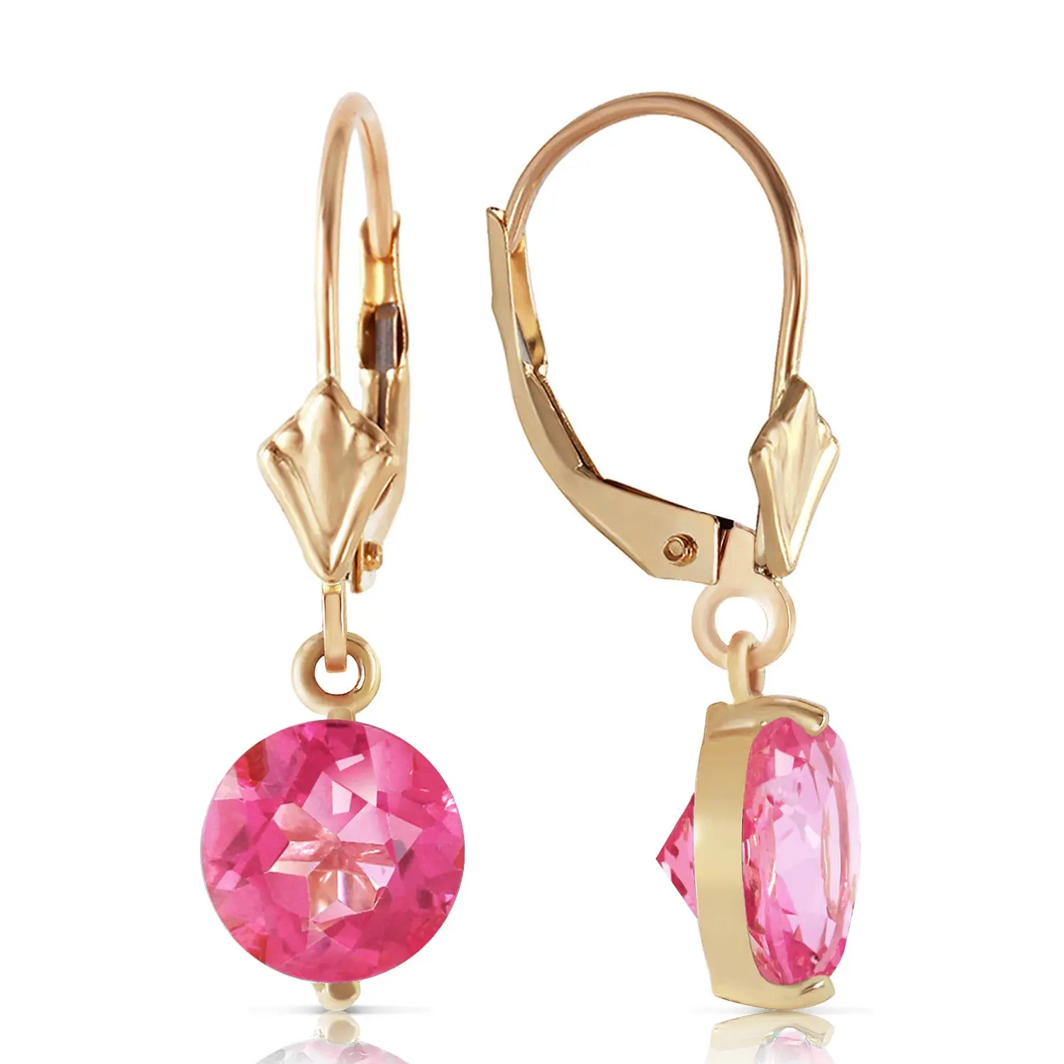 3.1 CTW 14k Solid Gold Girltalk Pink Topaz Earrings