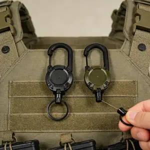 2-Pack Heavy Duty Carabiners - Climbing Carabiner, Multi-Function Tactical Clips with 20-inch Retractable Steel Cable, Two Colors, Unisex for Hiking, Camping & Mountaineering