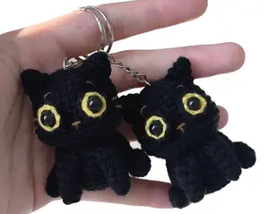 Cute Black Cat Crochet Keychain, Amigurumi Black Cat, Crochet Mini Black Cat Plush Plushie Toy, Baby Black Cat Cute Gifts, Cat Bag Charm