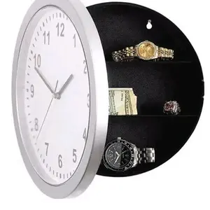 Hidden Safe Wall Clock Secret Compartment for Valuables (Brown)