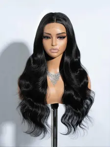 Women's Natural Long Wavy  Lace Front Synthetic Material Wigs, Synthetic Fiber Wig, Stylist Friendly Wig, Middle Part Wigs without Bangs for Cosplay, Party, Daily Hairstyles Ideas, Clean Look Hairstyle