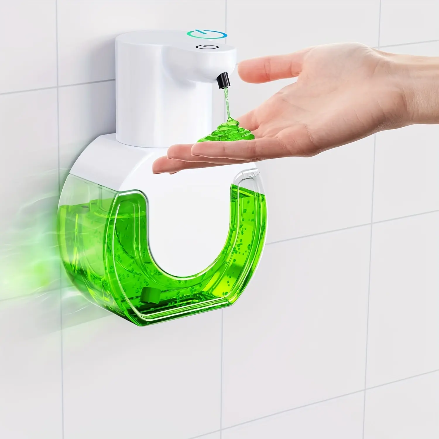 Wall-Mounted 420ML Bathroom Liquid Dispenser, Ipx5 Waterproof, USB Charging, No Drilling, Wall Sticker Included, Automatic Touchless Soap Dispenser, Soap Container