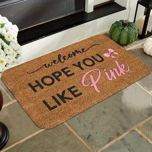 1pc of Watercolor Pink Orchid Welcome Mat, "Hope You Like Pink" Non-Slip Bath Mat, Washable, Non Slip Rug, Polyester Fiber Entrance Carpet, Suitable for Bathroom And Living Room Decor.