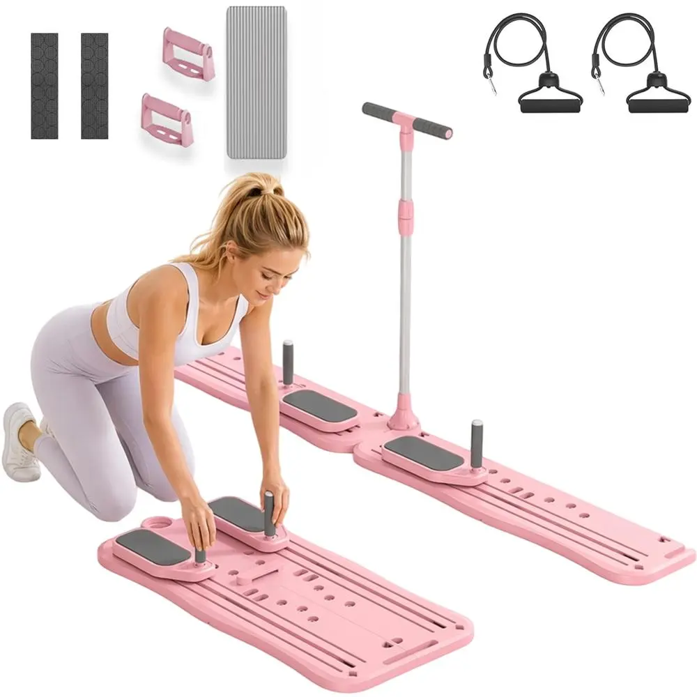 Universal Indoor Workout Gliding Board Full Attachment Bundle, Modifiable Elevation Vertical Grip Fitness Gear, Dual Tone Choices Available Now