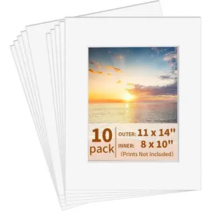 10 Pack Picture Frame Mats 11x14 Matted to 8x10 Photo Mats Acid Free Picture Matting for Pictures Photos Watercolor Artwork White