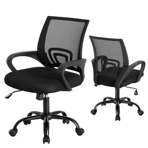 Ergonomic Office Chair, Mid-Back with Lumbar Support, Rocking and 360° Swivel for Home, Gaming, or Office