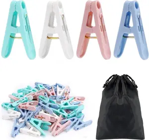 56 Pcs Colorful Clothespins (2 Inch) – Spring Clips with Storage Bag, Small Clothes Pins for Laundry Drying & Home Use Hangers Organiser Set Hanging
