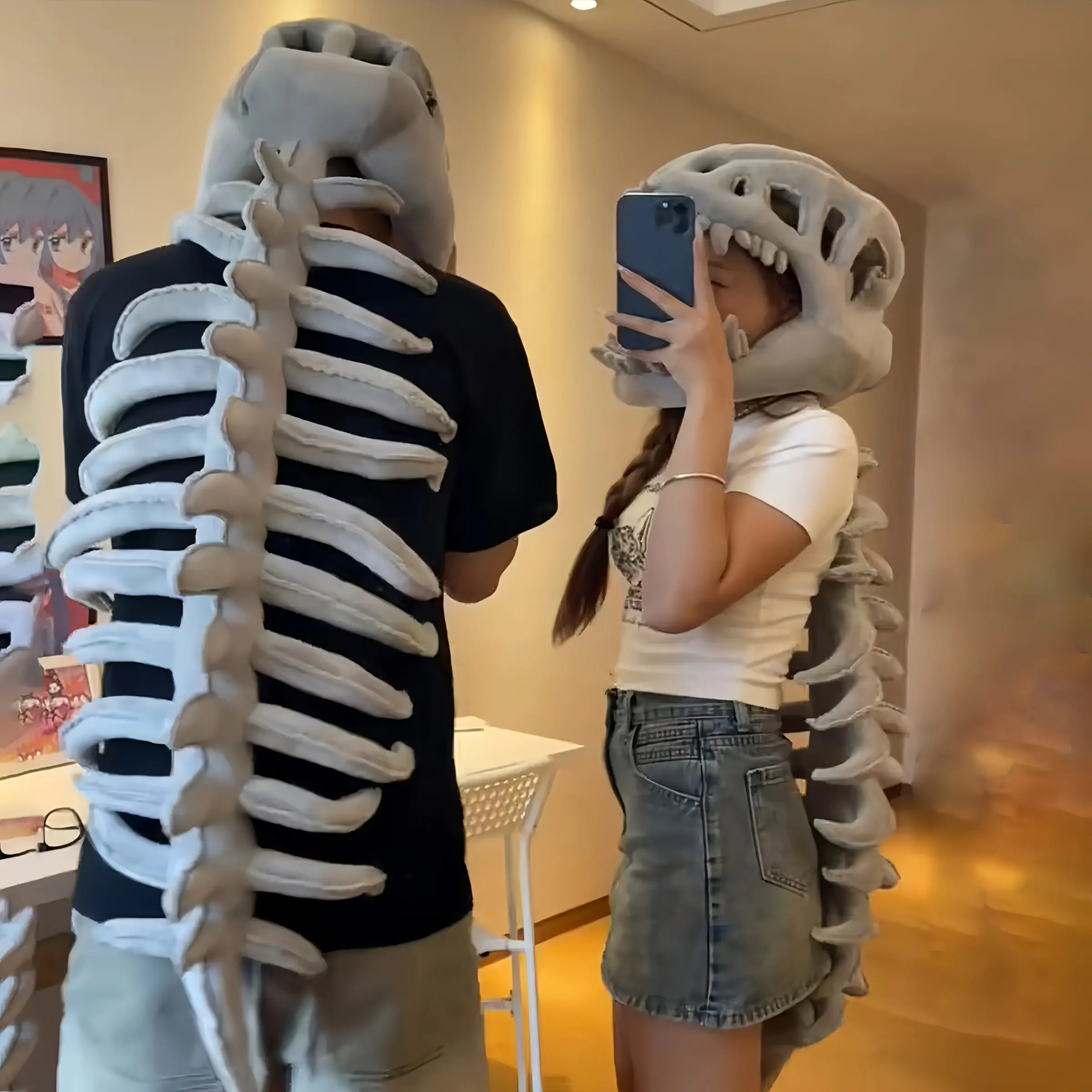 Adult T-Rex Skeleton Costume Set, Realistic Tyrannosaurus Rex Skull Mask, Dinosaur Cosplay, Halloween Party Carnival Fancy Dress, Dinosaur Outfit