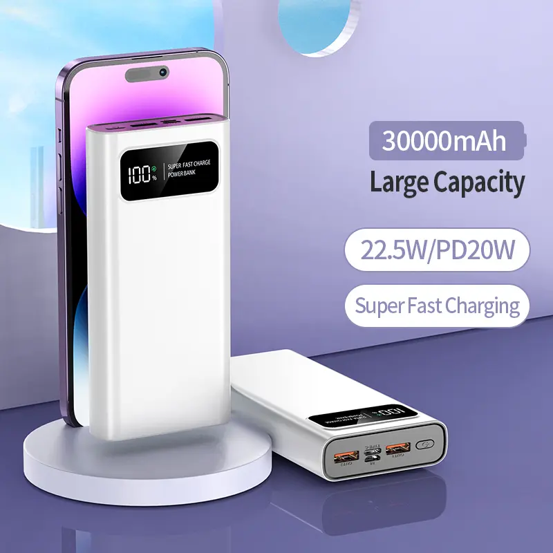 30000mAh Ultra Large Capacity Power Bank, LED Light & Digital Display, Multi Ports (Type-C/Micro/USB), Fast Charging, Portable Outdoor Emergency Power Supply, Ideal Gift