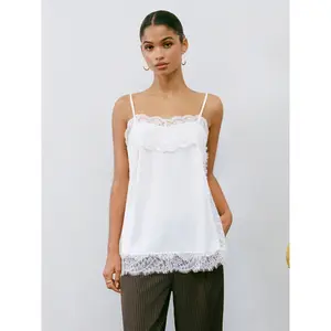 Cider Square Neck Lace Trim Oversized Cami Top
