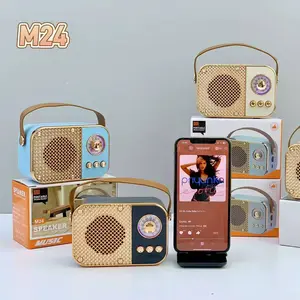 Portable Retro Wireless Speaker with LED Light, Multi-Source Playback, Handle Hook, USB-C, AUX, USB & Micro SD Playback for Universal Device Compatibility