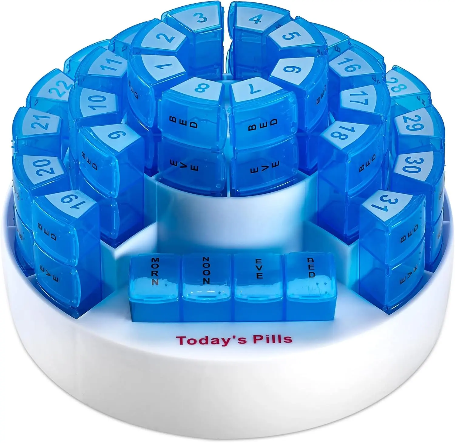 MEDca Personal Pill Dispenser - Compact Design for Convenient Blue And White