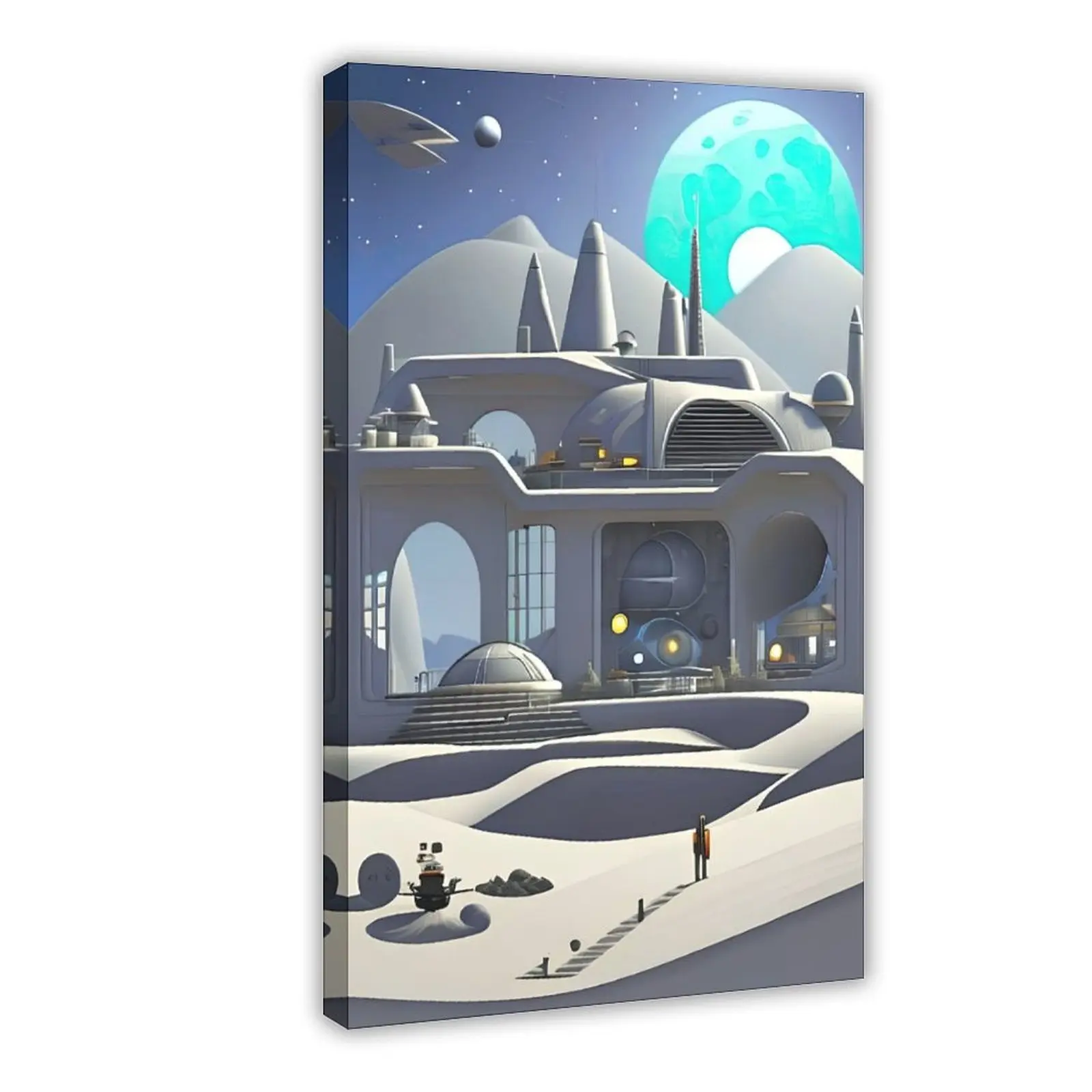 Vintage Retro Travel to Moon Oasis Poster bedroom canvas posters, hall wall art, bathroom canvas posters, home poster decoration